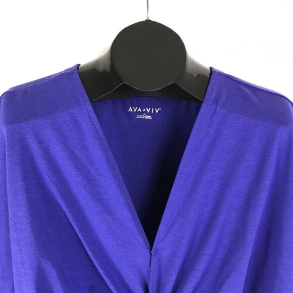 NEW Ava & Viv Twist Front Top Women's Plus Size 4X Blue Cotton Blend Stretch - Picture 3 of 12